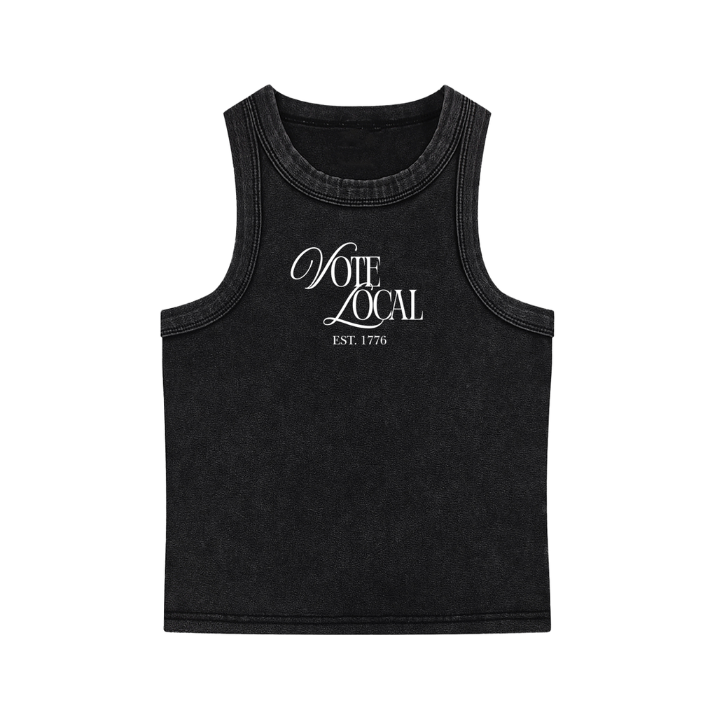 "vote local" women's tank top (black)