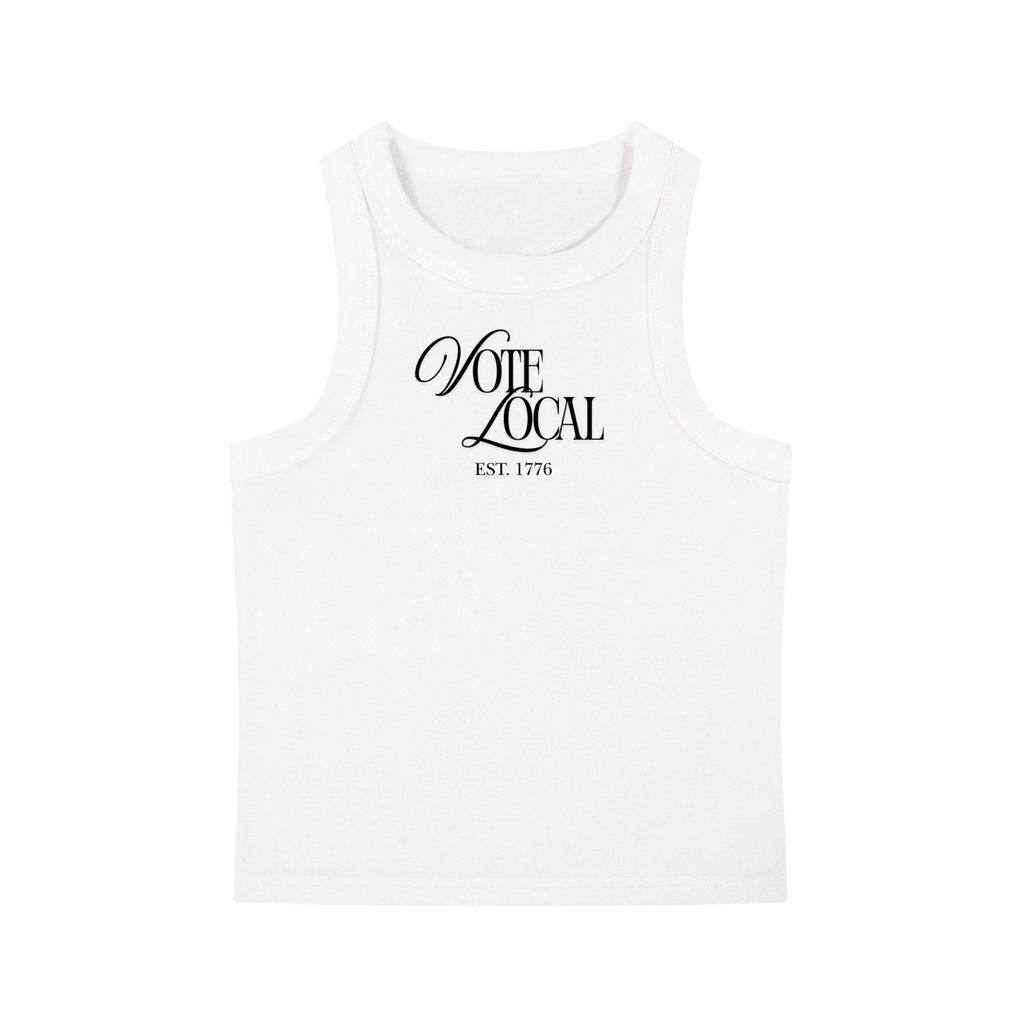 vote local" women's tank top (white)